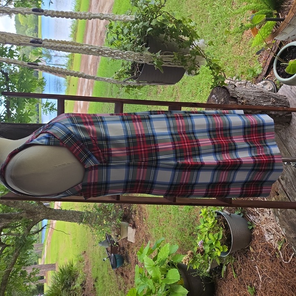 Gretchen Scott Designs Jersey Isosceles Duke of York Plaid Midi Shift Dress - Picture 5 of 12